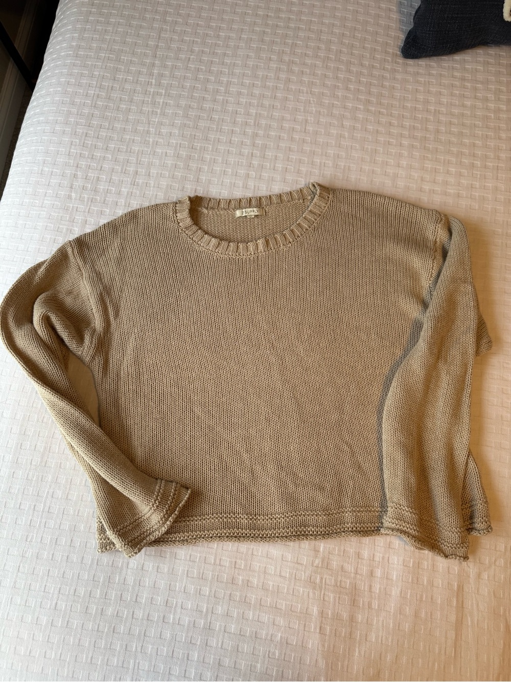 Z Supply Taupe Crewneck Knit Sweater
